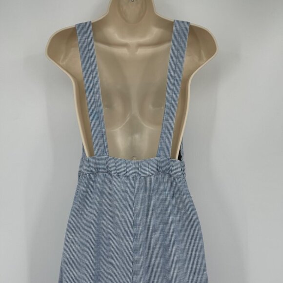 JAPNA Women's Size M Romper Jumpsuit Blue Striped straight  Leg 100% Cotton Casu - Picture 9 of 14
